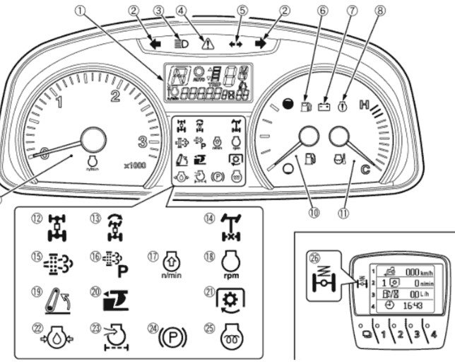 kubota warning light symbols